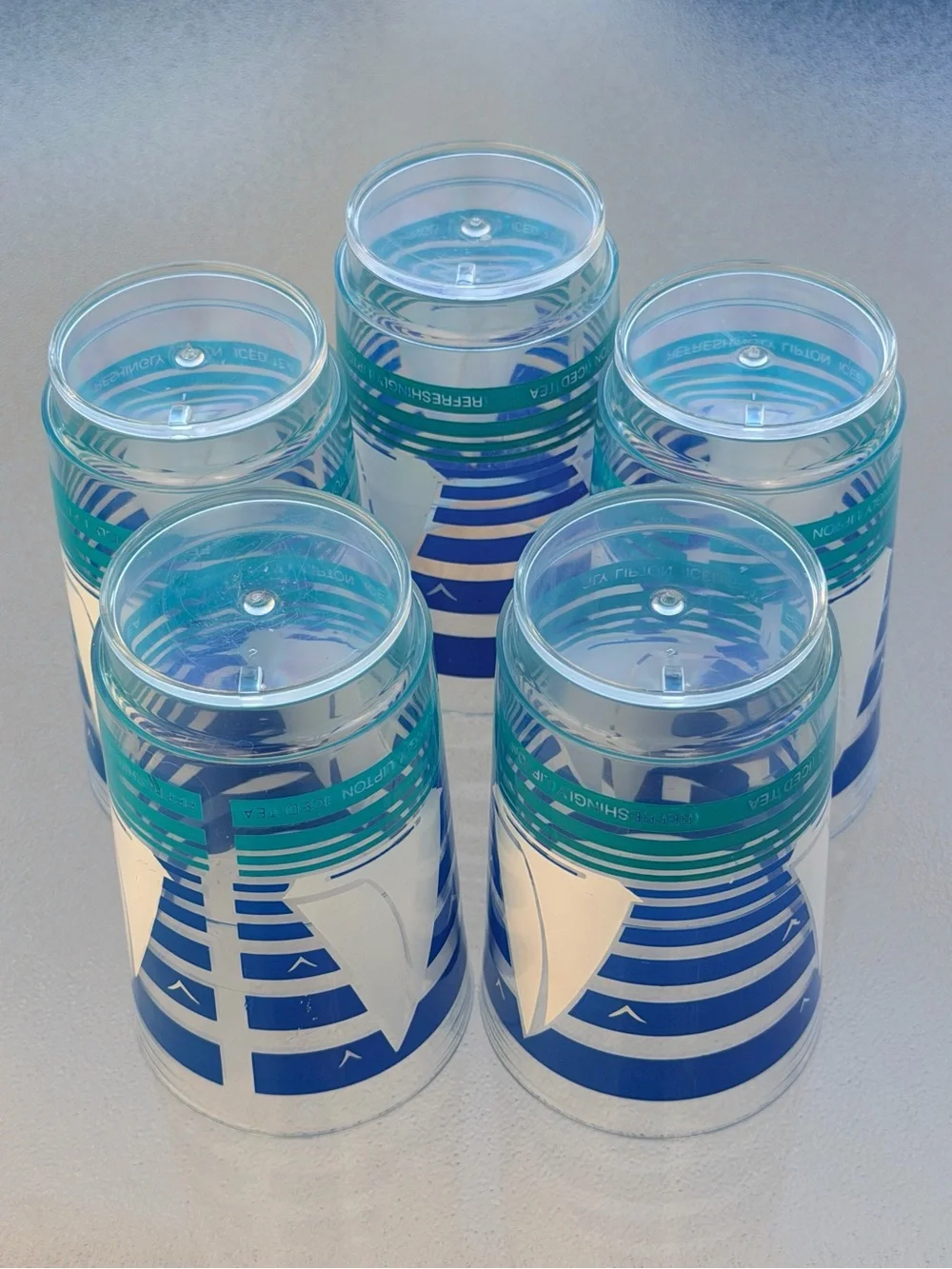 Lipton Refreshing Iced Tea 16 Oz. Plastic Tumbler Stacking Cups, Vintage 80s